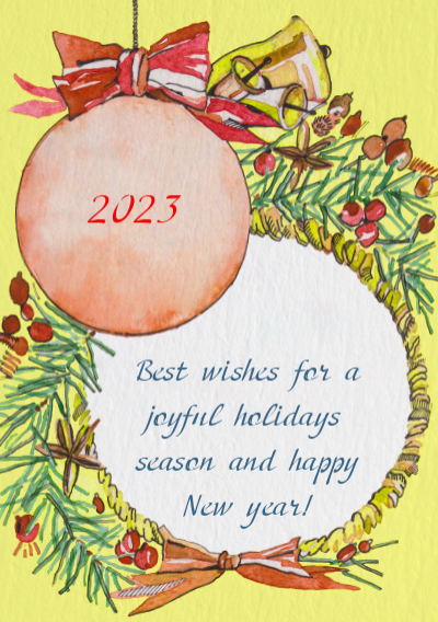 Holiday greeting cards 2022-Christmas wreath-оборот