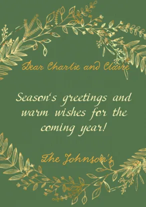 Holiday greeting cards 2022-Golden wreath